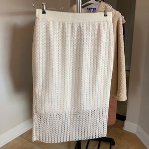 Ann Taylor Off-White/Cream Eyelet Lace Pencil Skirt Sz 8